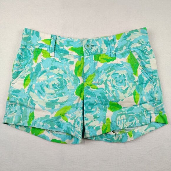 Lilly Pulitzer Pants - Lilly Pulitzer Callahan Shorts Blue Rose Floral Sz 00